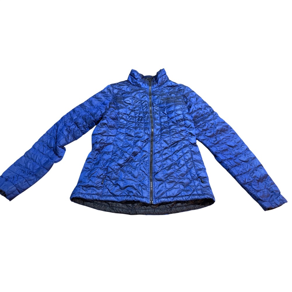 The North Face ThermoBall Full Zip Quilted Puffer Jacket Royal Blue Womens gorp